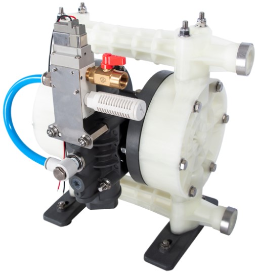 3/4" YTS Solenoid Controlled Polypropylene Diaphragm Pump D200. Drum Pump, Split Manifold, ATEX