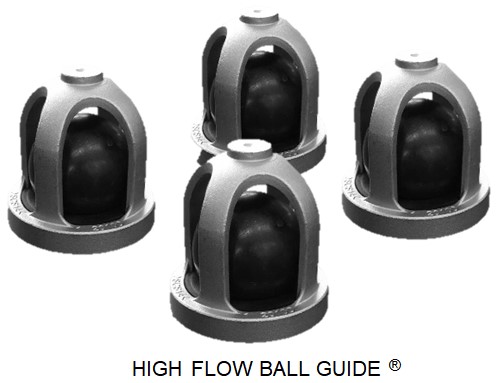 High flow balls guide for YTS high performance metallic pumps