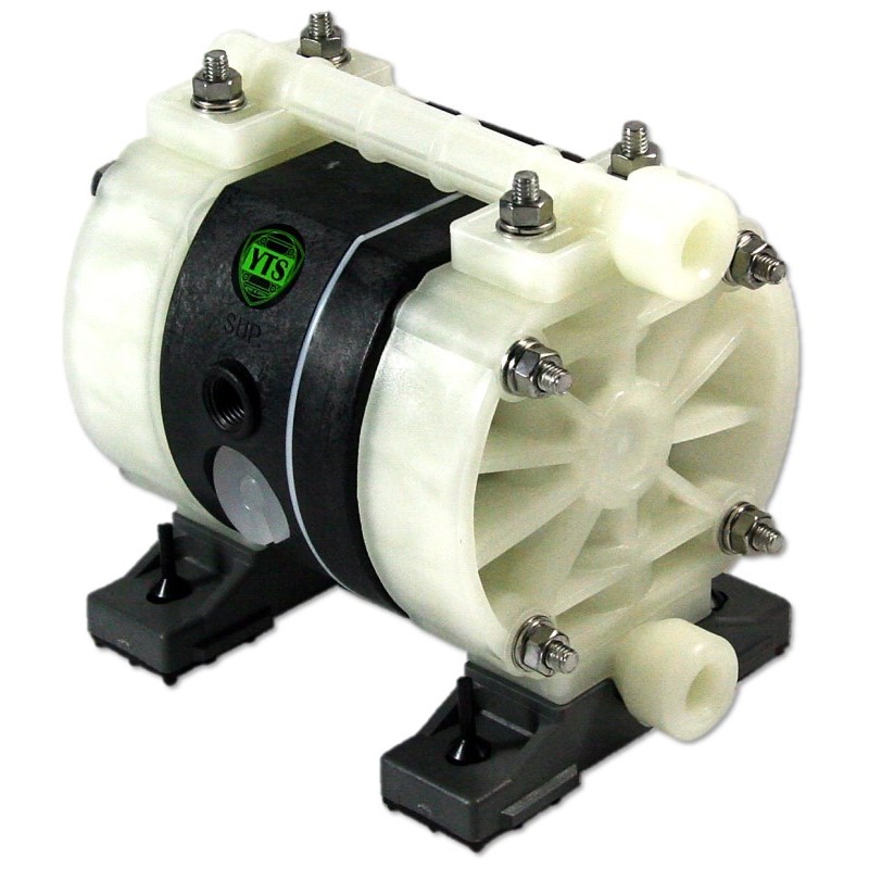 1/4" YTS Pure Polypropylene, PVDF, PTFE, ATEX Diaphragm Pumps D050. Options –Drum Pump, Split Manifold, Solenoid Controlled