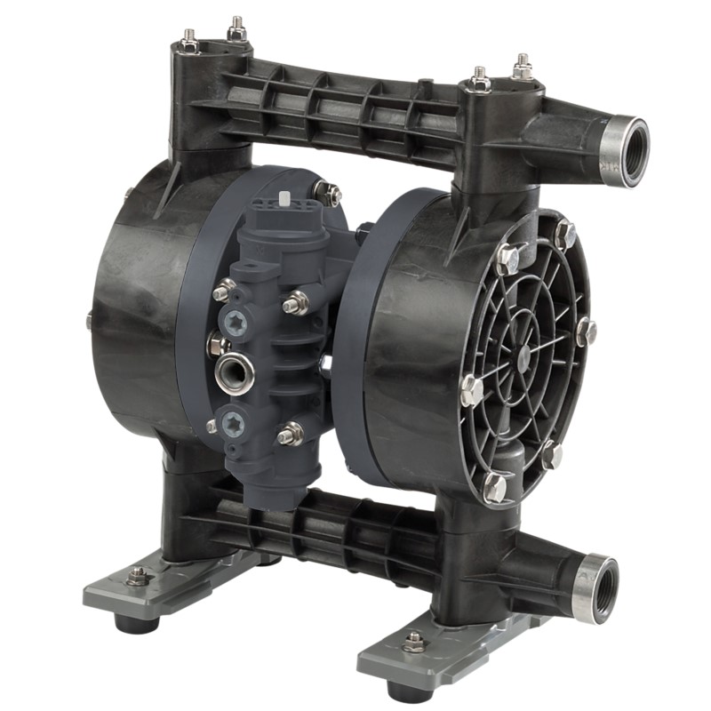 1" YTS Pure Polypropylene, PVDF, PTFE, ATEX Diaphragm Pumps D250. Options –Drum Pump, Split Manifold, Solenoid Controlled